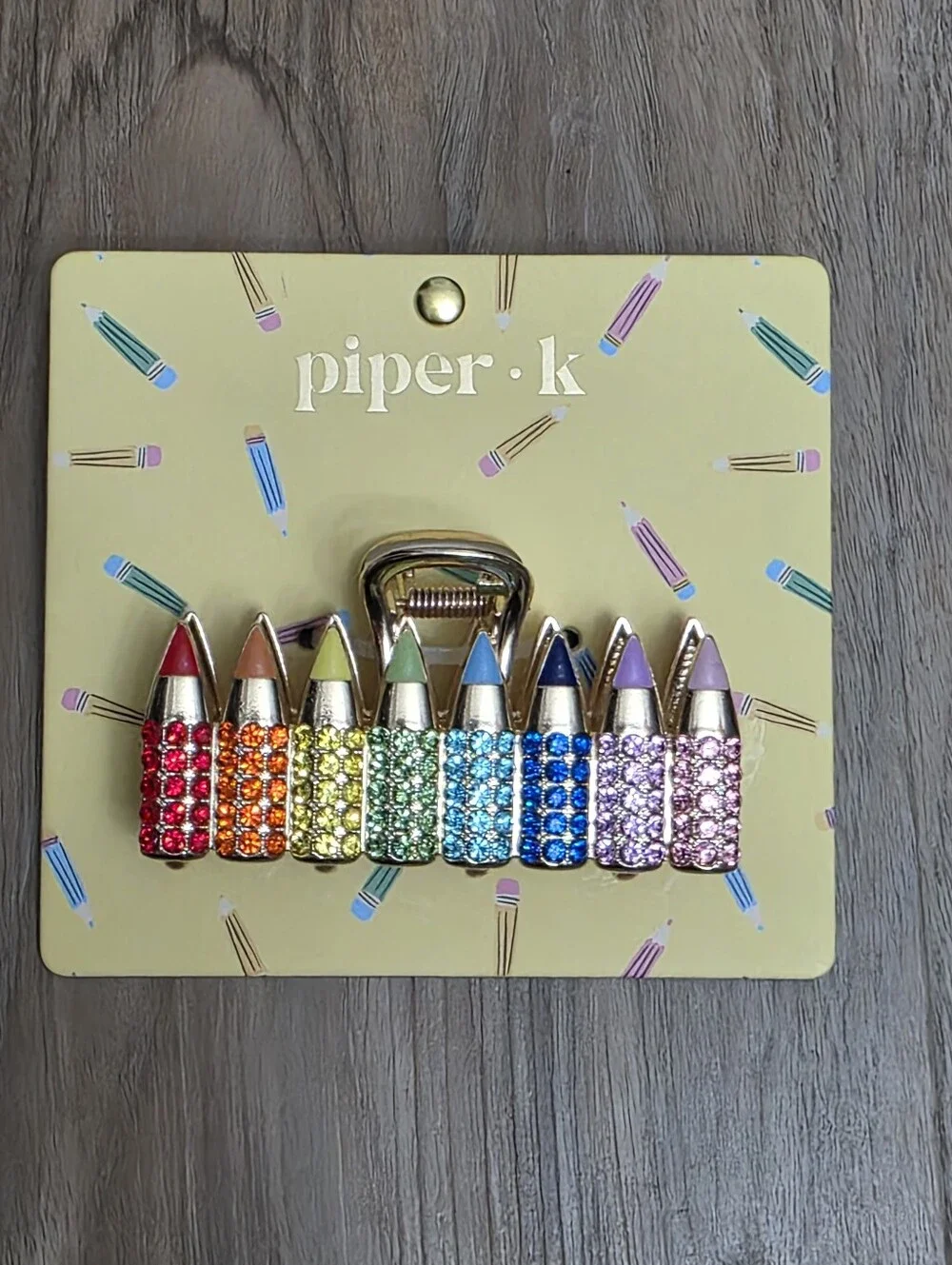 🔹️NWT Rainbow Rhinestone Pencil Crayon Metal Claw Hair Clip